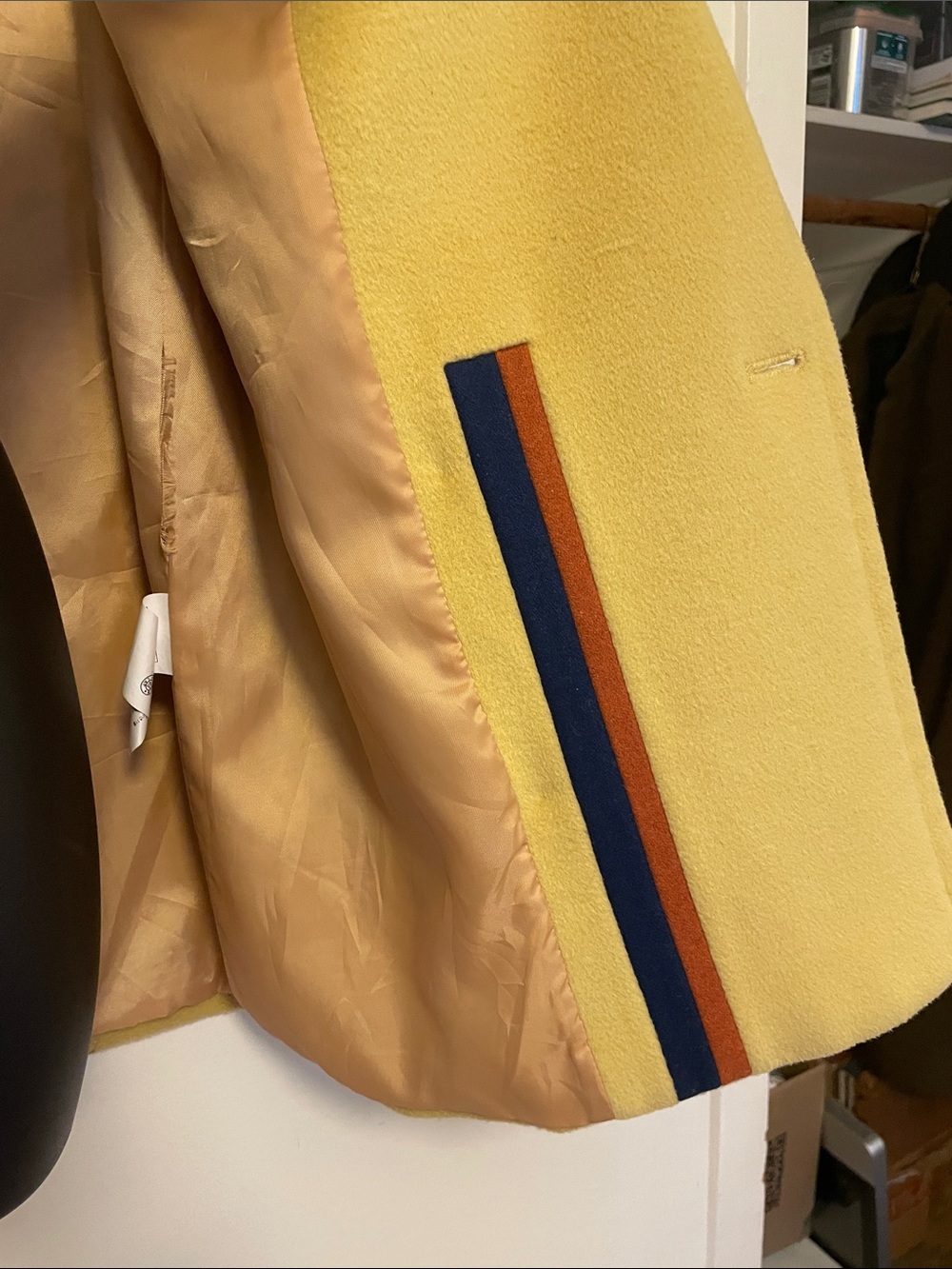Double-Breasted Felted Yellow Blazer - Picture 6 of 11